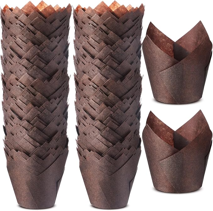 Baking Cups, 300 Count Brown Tulip Jumbo, 2-1/4 x 4 Inch
