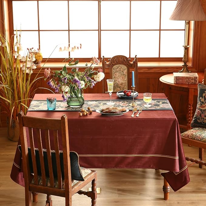 Velvet Table Runner, Floral Bouquet Design, 12 x 71 Inch Polyester