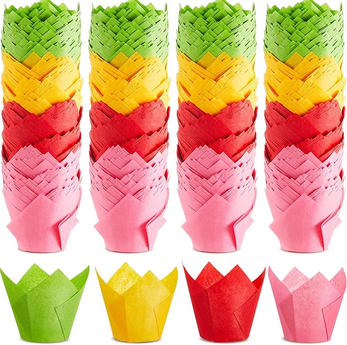 Baking Cups 300 Count Tulip Liners 2-1/4 x 4 Inch Assorted Colors