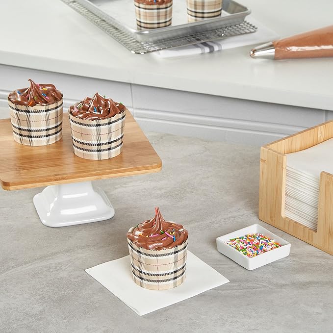 Plaid Paper Baking Cups, 6 Oz Scalloped Cupcake Liners, 200 Count