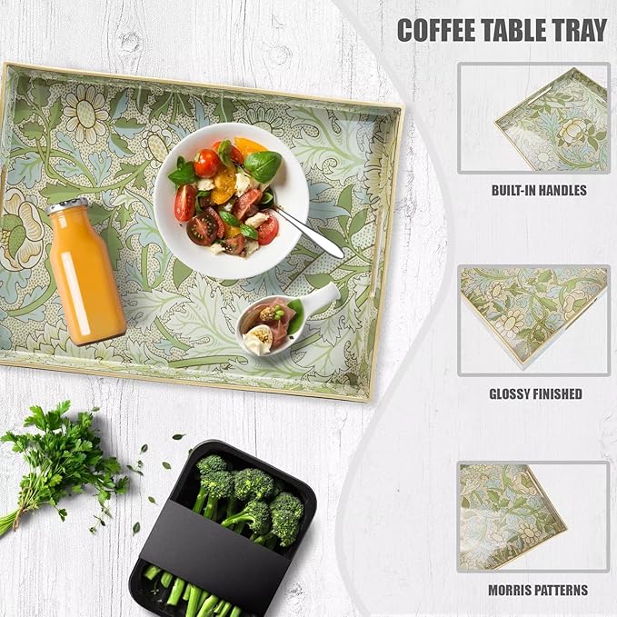 Serving Tray in Plastic, 15.7 x 11.8 Inch Rectangle with Handles