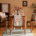 Table Runner, 12 x 102 Inch Floral Polyester-Linen Blend Dining Decor