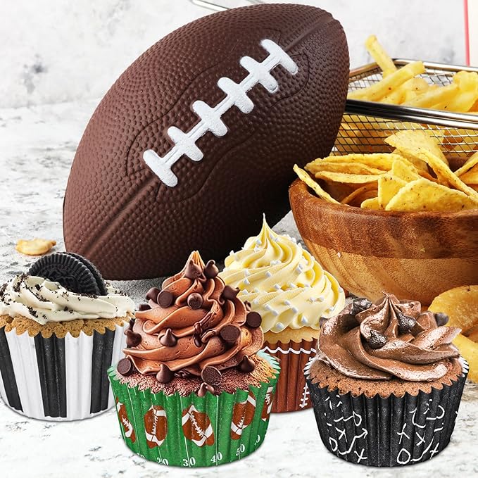 Baking Cups, 600 Pieces Football Paper Cupcake Liners, 6 Designs