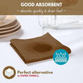 Dish Towels, 4 Pack Cotton Waffle Weave Kitchen Towels, Brown 16x26 Inch