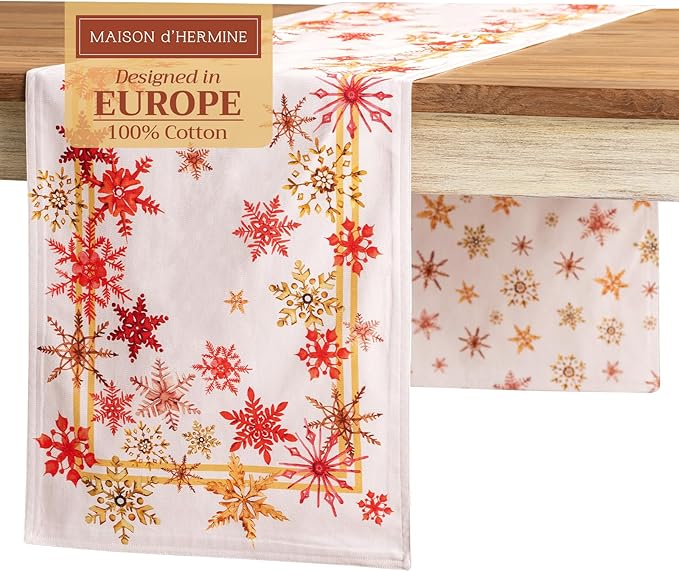 Table Runners 14.5 x 108 Inch 100% Cotton, Crystal Star Watercolor