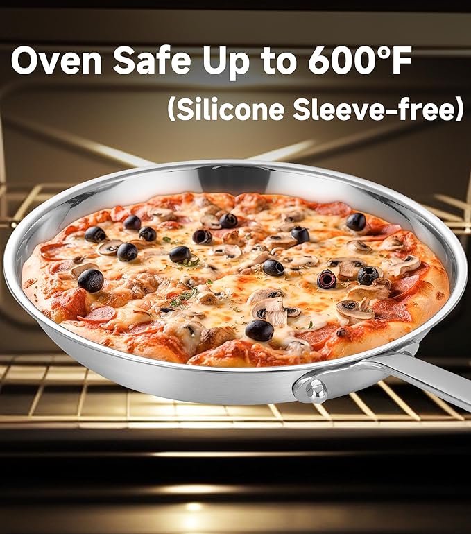 10-Inch Tri-Ply Stainless Steel Skillet with Lid, 2 Quart