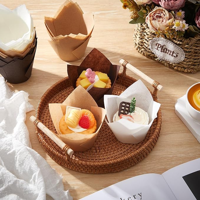 Baking Cups, Jumbo Tulip Paper, 300 Count, Light Brown and White