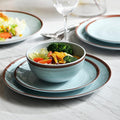 Dinnerware Sets for 4, 12 Piece Green Melamine Round Plates and Bowls