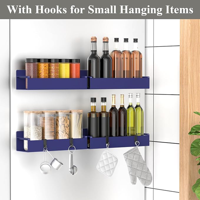 Spice Racks: 4-Tier Magnetic Organizer in Dark Blue, Rust Resistant