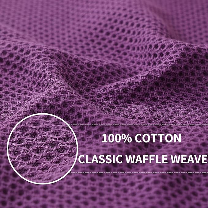 Homaxy 100% Cotton Waffle Weave Kitchen Dish Towels, Ultra Soft Absorbent Quick Drying Cleaning Towel, 13 x 28 Inches, 6-Pack, Purple