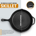 Skillet with Lid, 12-Inch Pre-Seasoned Cast Iron, Black