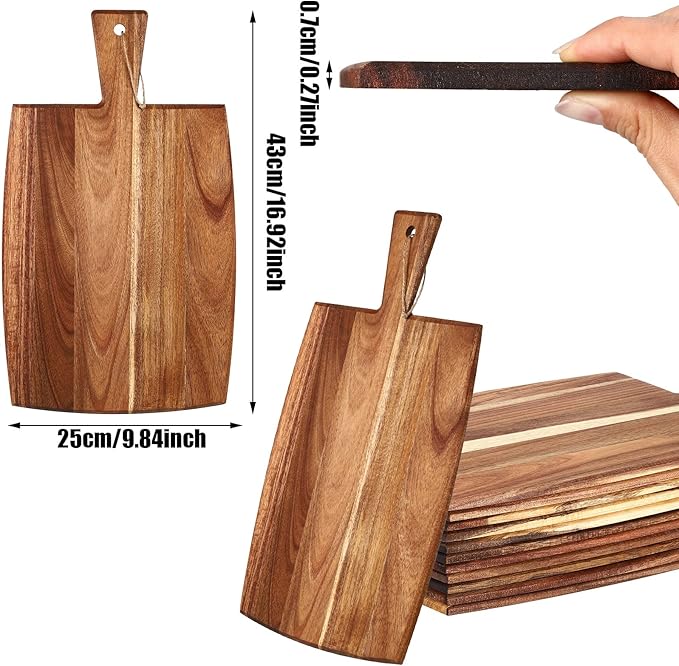 Cutting Boards: 18-Piece Acacia Wood Set with Built-in Handles