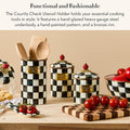 Flatware Organizer, Tall Steel Utensil Holder, Courtly Check 8.5-Inch