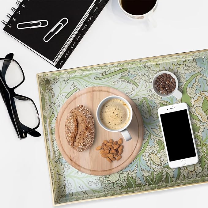 Serving Tray in Plastic, 15.7 x 11.8 Inch Rectangle with Handles
