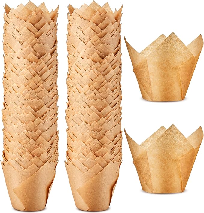 Baking Cups, 300 Count Tulip Paper Liners, 2-1/4 x 4 Inch Light Brown