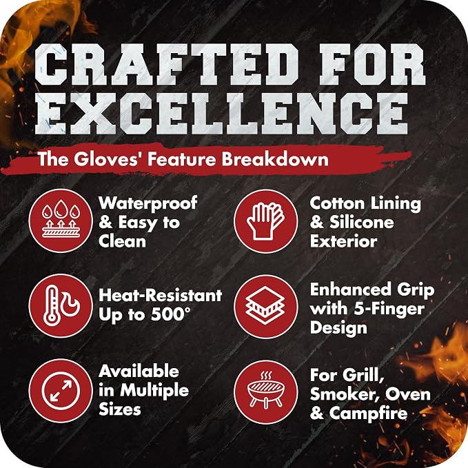 KITCHEN PERFECTION S Silicone Smoker Oven Gloves -Extreme Heat Resistant BBQ - Image 8