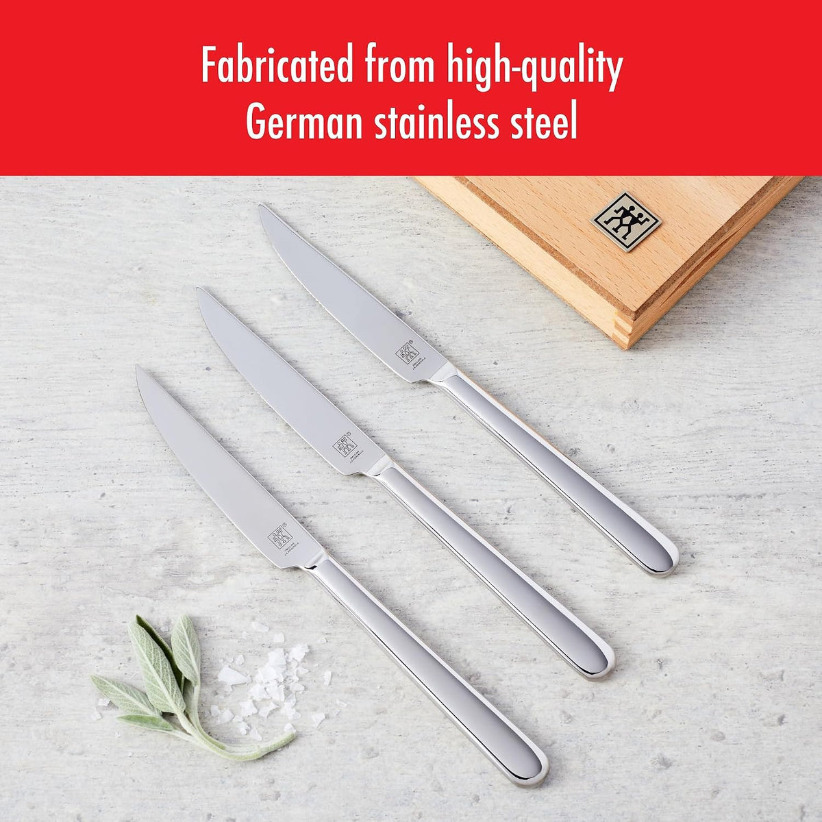 Ultra-Sharp Steak Knives Set of 8 with Wood Gift Box – size reference
