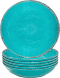 Pasta Bowls, 9-Inch Melamine Set of 6 in Antique Teal