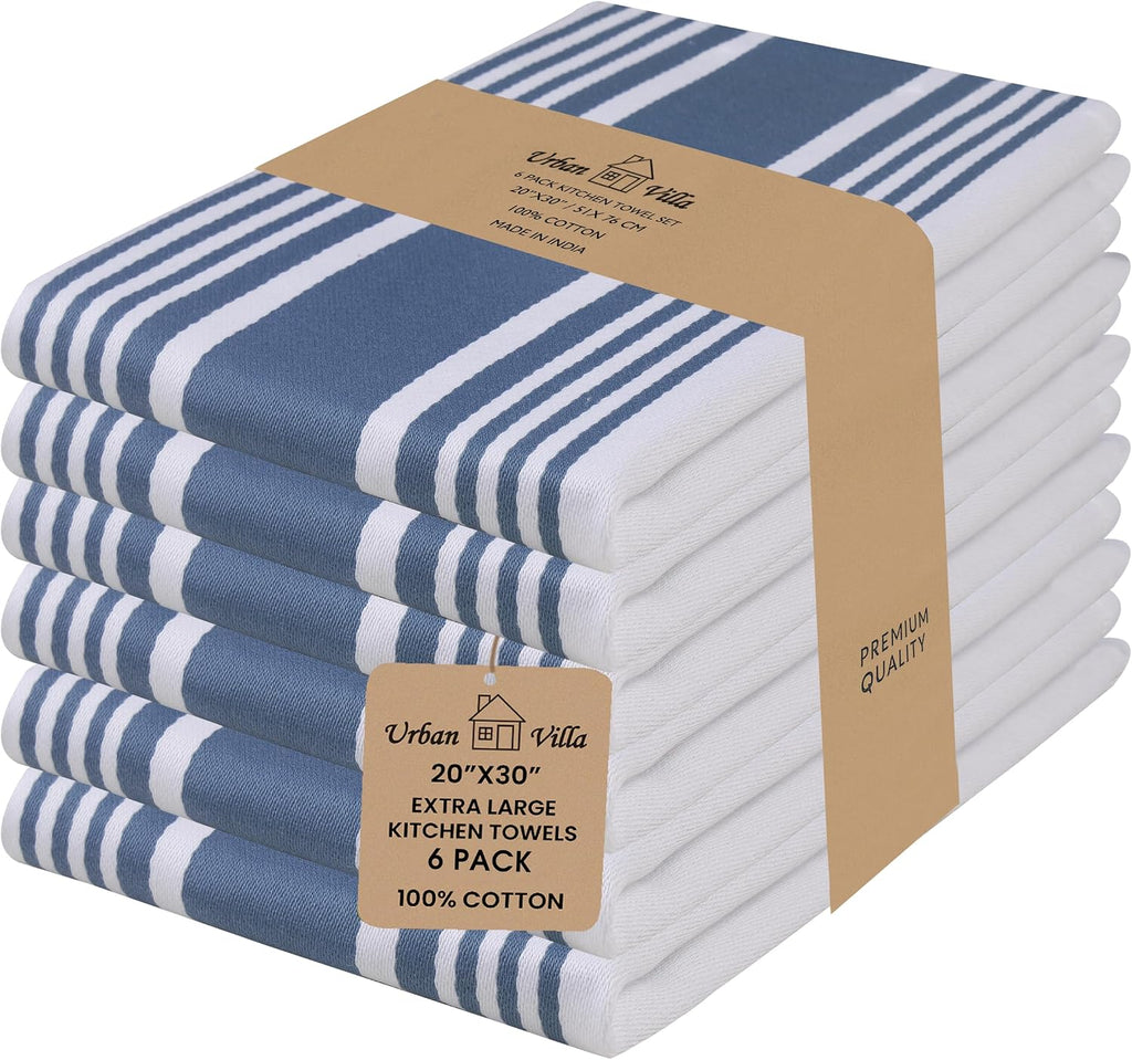 Kitchen Towels 100% Cotton Dish Towels for Kitchen (Set of 6) 20”x30” Dish