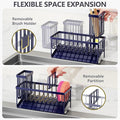 Sink Caddy Organizer with Brush Holder, Navy Blue 304 Stainless Steel