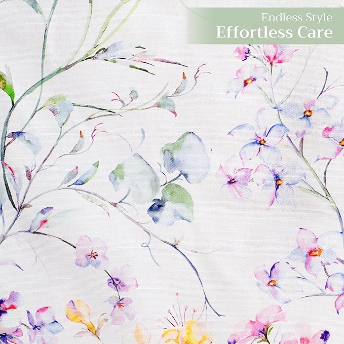 Cotton Table Runner, 14.5 x 72 Inch Summer Floral Double Layer