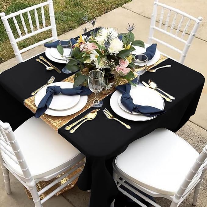 Square Polyester Tablecloths, 70 x 70 Inch, Black
