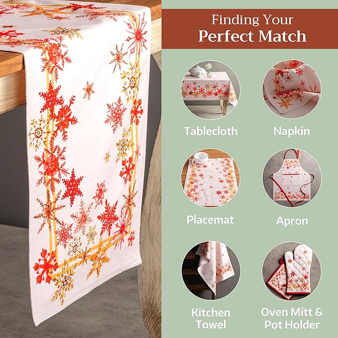 Table Runners 14.5 x 108 Inch 100% Cotton, Crystal Star Watercolor