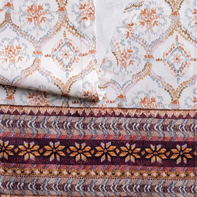 Fair Isle Cotton Table Runner, 14.5 x 90 Inches for Holiday Tables