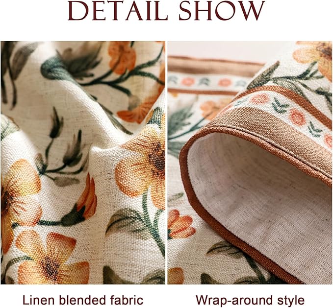 Table Runner 12 x 87 Inch Floral Pattern, Coffee Linen-Polyester Blend