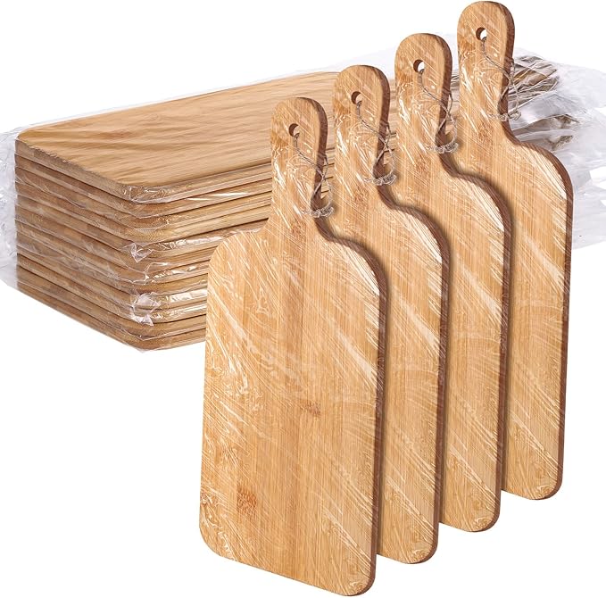 Cutting Boards with Handles, 12 Pack Bamboo, 15 x 7 Inch Brown