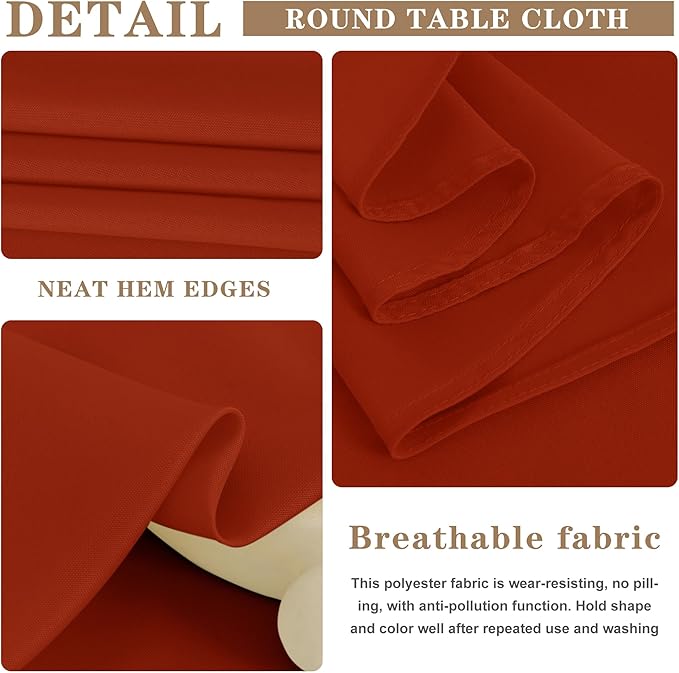 Square Polyester Tablecloth in Rust, 70 x 70 Inch, Stain Resistant