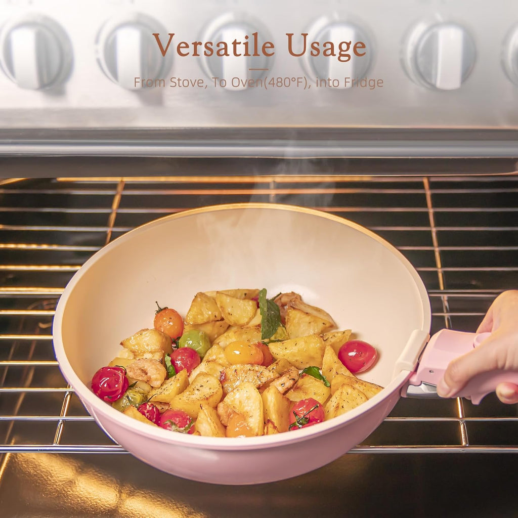 21 Pcs Pots and Pans Set Non Stick, Ceramic Cookware Set Detachable Handle, RV – features