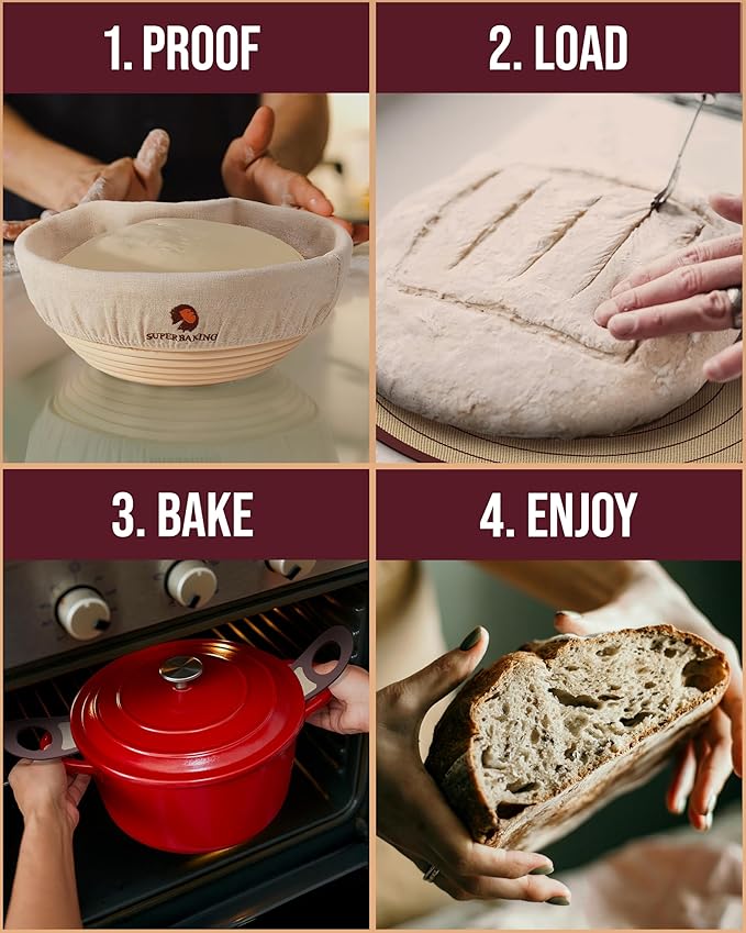Pro Silicone Bread Sling 2 Pcs - 9in set of 2 Round 482F Heat Resistant Dough Lifter, Non-Stick Dutch Oven Liners, Long Handles, Reusable Sourdough Bread Baking Supplies, Sourdough Gifts