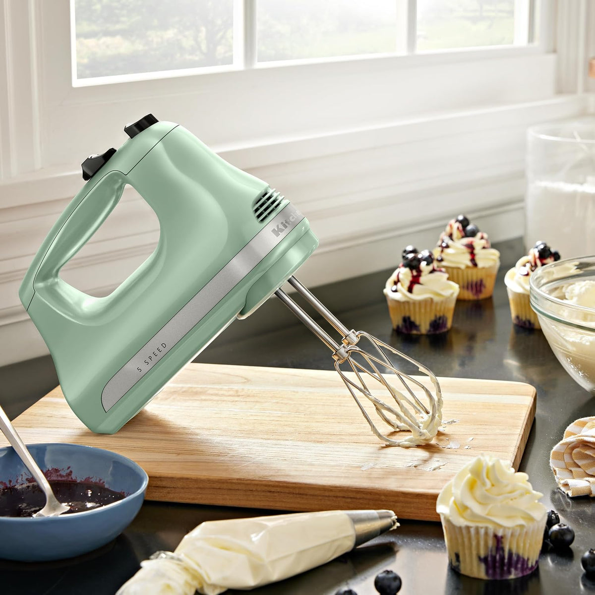 5-Speed Ultra Power Hand Mixer, Stainless Steel/Plastic, White – alternate view
