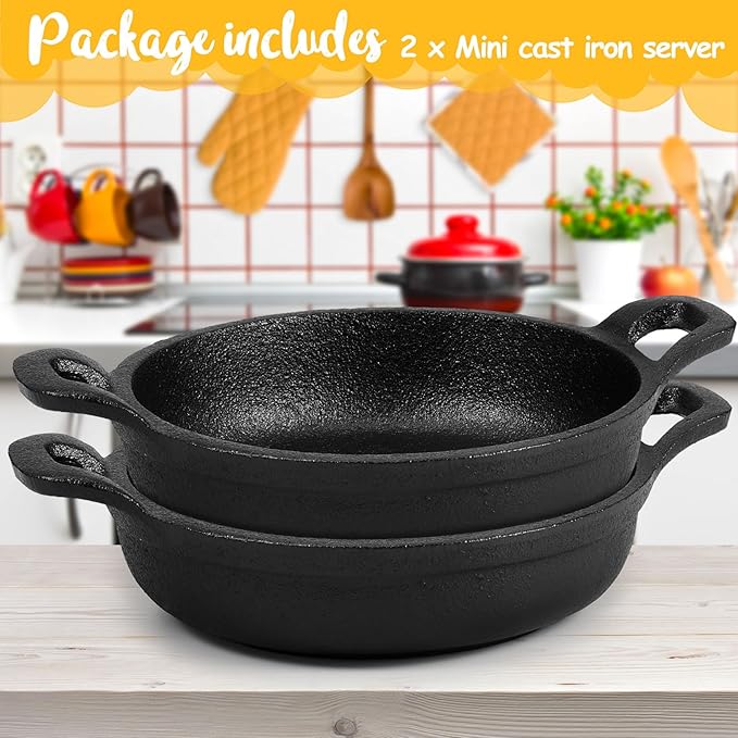 Skillets: 2-Pack 5-Inch Black Cast Iron Mini Pans