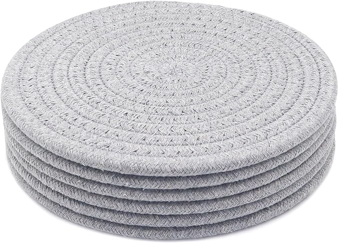 8 Inch Trivets for Hot Dishes, Hot Pots and Pans, Thick Heat Resistant Large Coaster for Kitchen, Hot Pads, Kitchen Essentials, Kitchen Decor for Table & Countertop, 6 Pcs