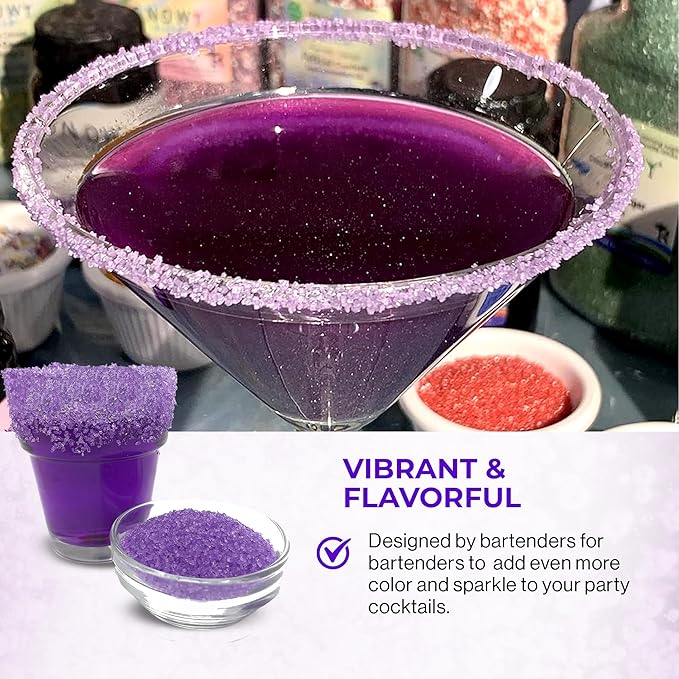 Snowy River Purple, Cocktail & Margarita Sugar Rimmer - Vibrant Naturally Colored Sugar for Cocktail Rimming, Baking & Decorating, Medium Crystal - 80oz