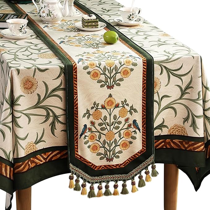 Velvet Table Runner, Botticelli Pattern, 12 x 63 Inches, Dining Decor