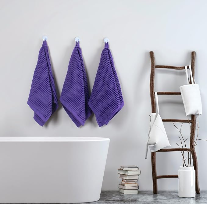 Dish Towels Set of 3, Lilac Waffle Weave Turkish Cotton 32x16 Inch