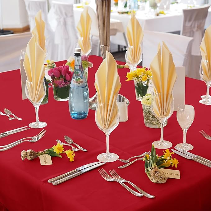 Red Square Polyester Tablecloths, 6 Pack for Dining and Picnic Tables