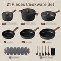 Cookware Set, Titanium Reinforced Nonstick Aluminum with Glass Lids