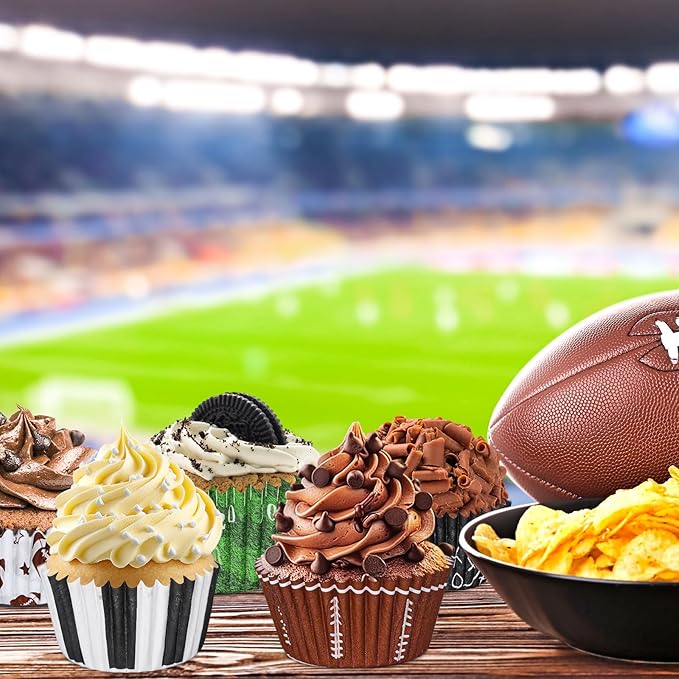 Baking Cups, 600 Pieces Football Paper Cupcake Liners, 6 Designs
