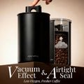 Coffee Container 16 oz Stainless Steel Airtight Canister in Black