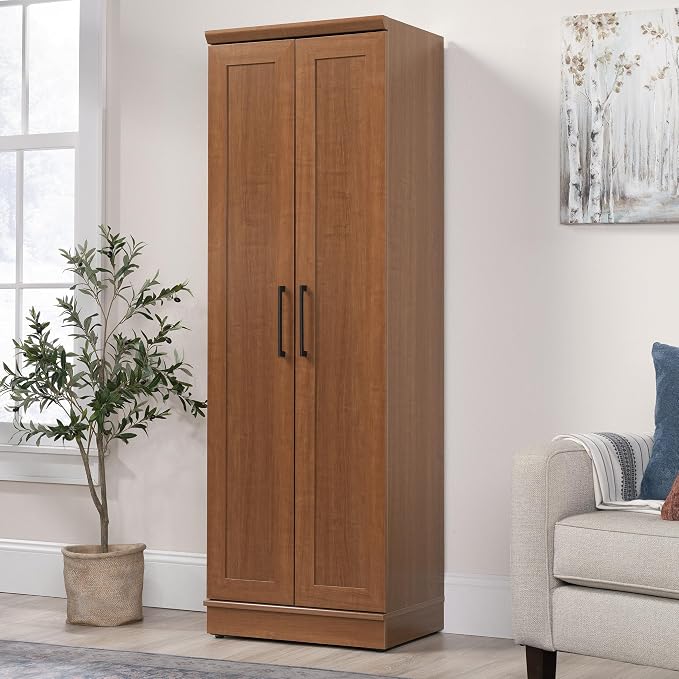 Pantry Storage Cabinet with 4 Adjustable Shelves, Sienna Oak Finish