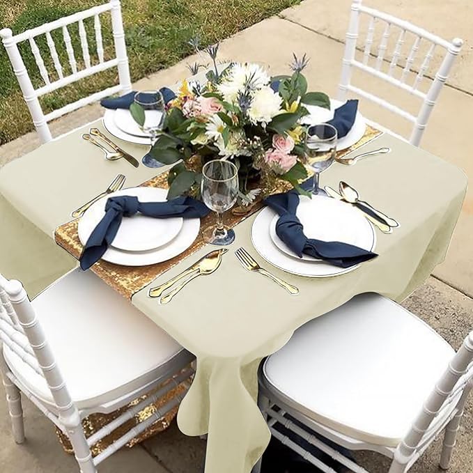 Square Tablecloths, 6-Pack, Ivory Polyester, 70 x 70 Inch