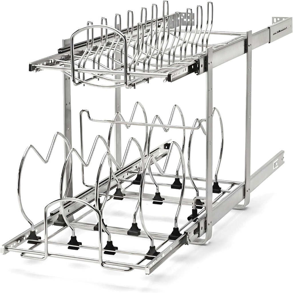 Two-Tier Kitchen Cabinet Pullout Organizer, 12" x 22"