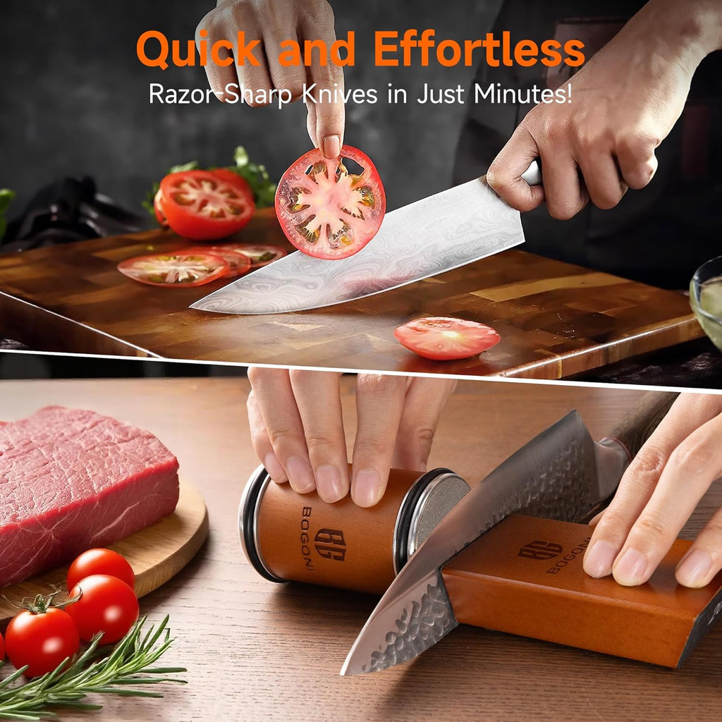 Knife Sharpeners, Diamond and Ceramic Discs, Dual-Angle Magnetic Guides