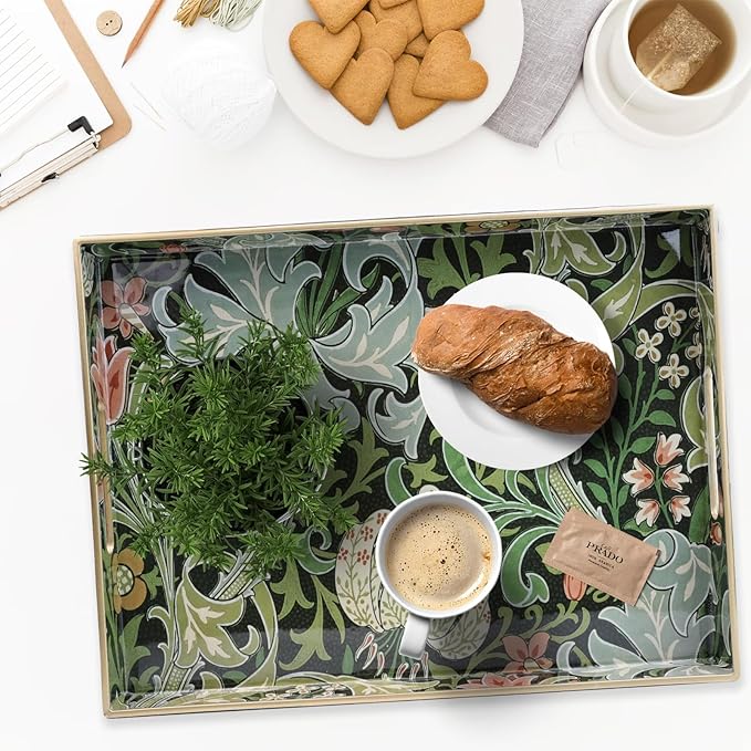 Rectangular Plastic Serving Tray with Handles, 15.7 x 11.8 Inch