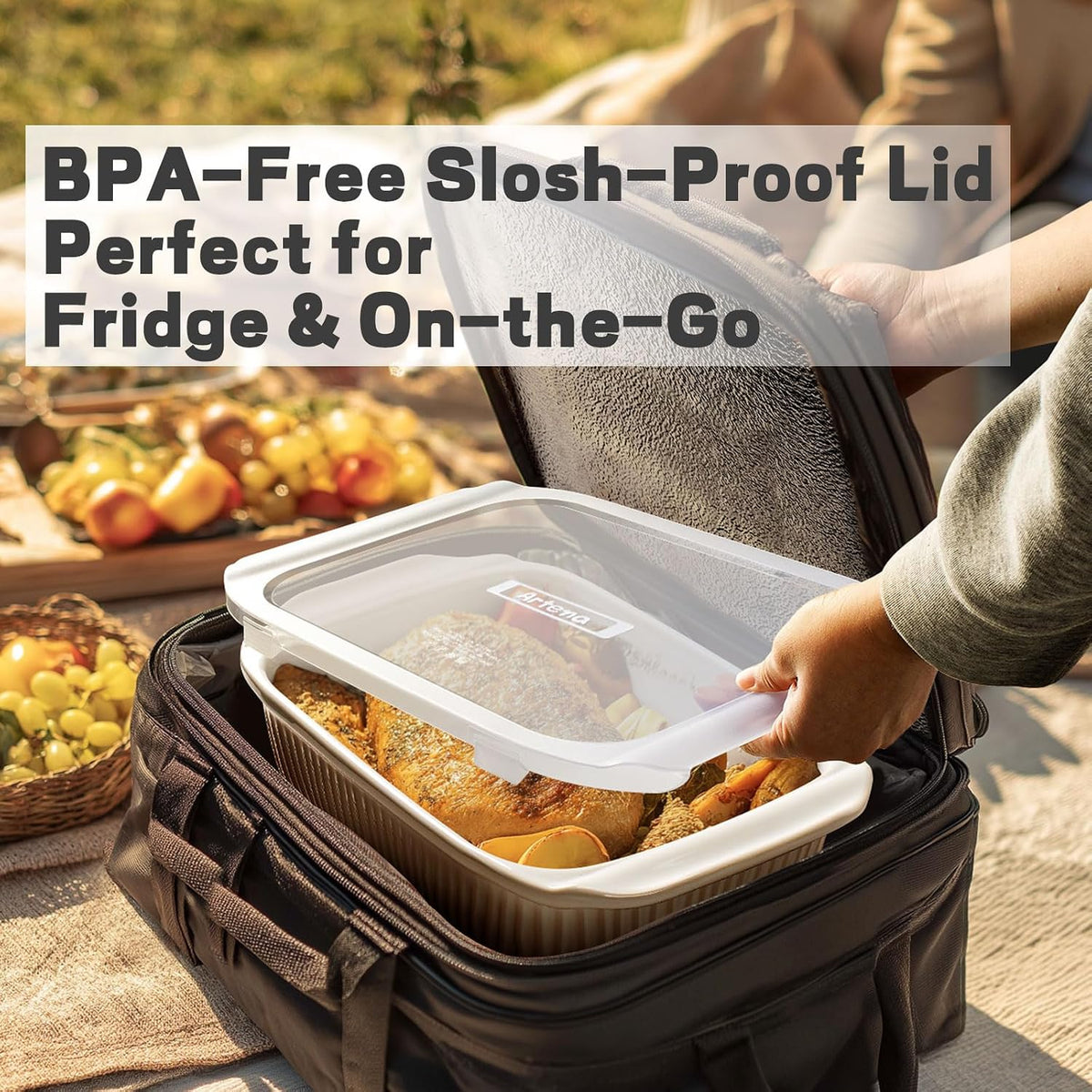 5.1 Qt Ceramic Casserole Dish with Lid, Deep Baking Dish, White – close-up