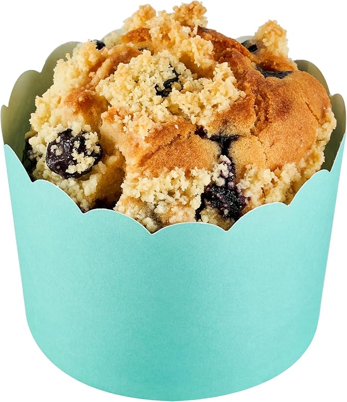 Baking Cups - 200 Count Turquoise Scalloped Paper, Greaseproof, Oven-Ready